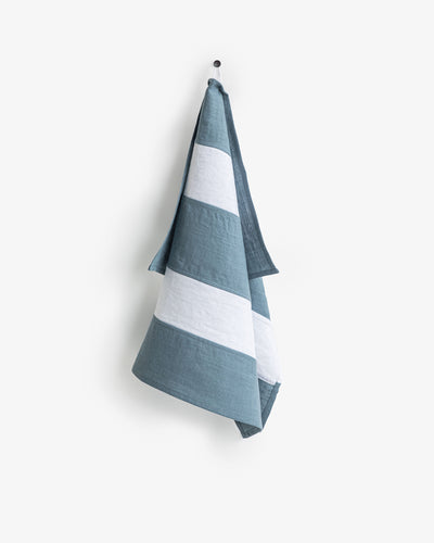 Zero-waste striped linen tea towel in Gray blue - MagicLinen