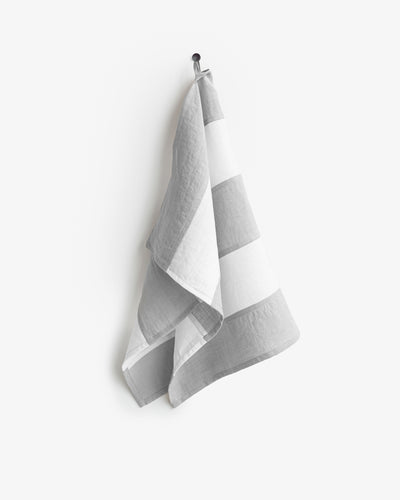 Zero-waste striped linen tea towel in Light gray - MagicLinen