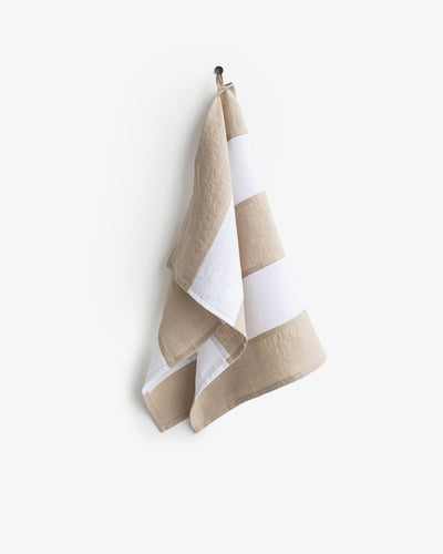 Zero-waste striped linen tea towel in Natural linen - MagicLinen