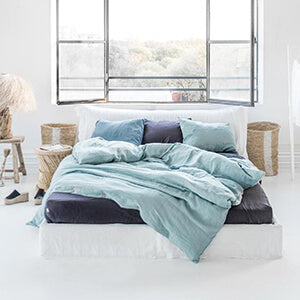 Dress Your Bed for Summer: White, Natural, Blue Melange