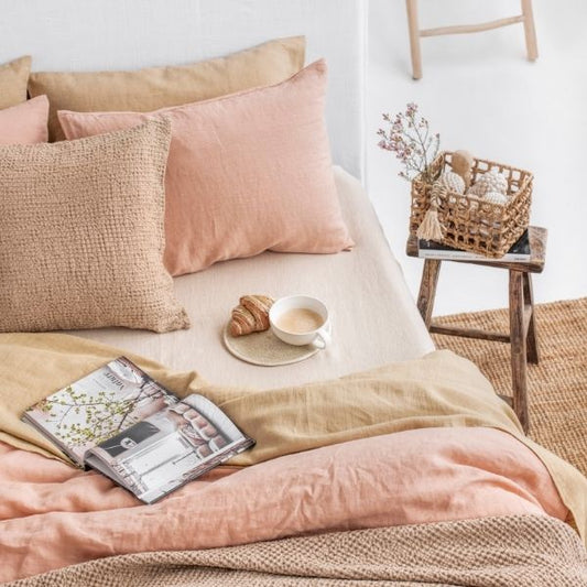 Mix and Match: Peach Linen Bedding