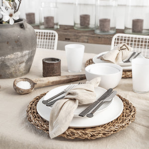 Linens Table Setting Beige Home Decor | Natural Linen Color Table Setting | MagicLinen
