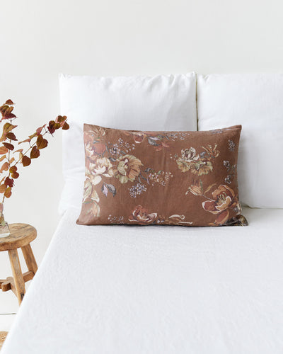 Heritage garden print linen pillowcase