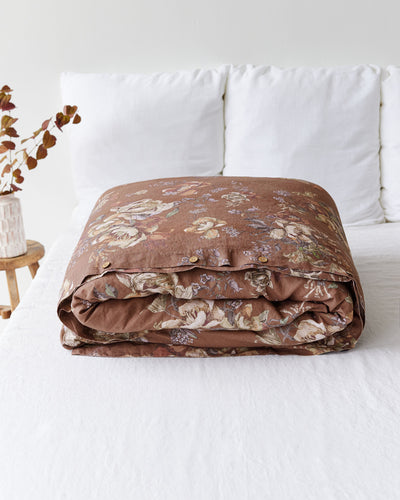 Heritage garden print linen duvet cover