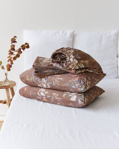 Heritage garden print linen sheet set (4 pcs)