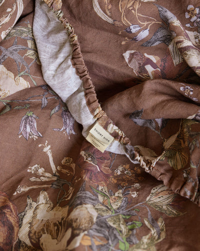 Heritage garden print linen fitted sheet