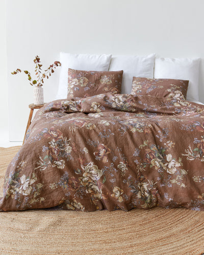 Heritage garden print linen duvet cover set (3 pcs)