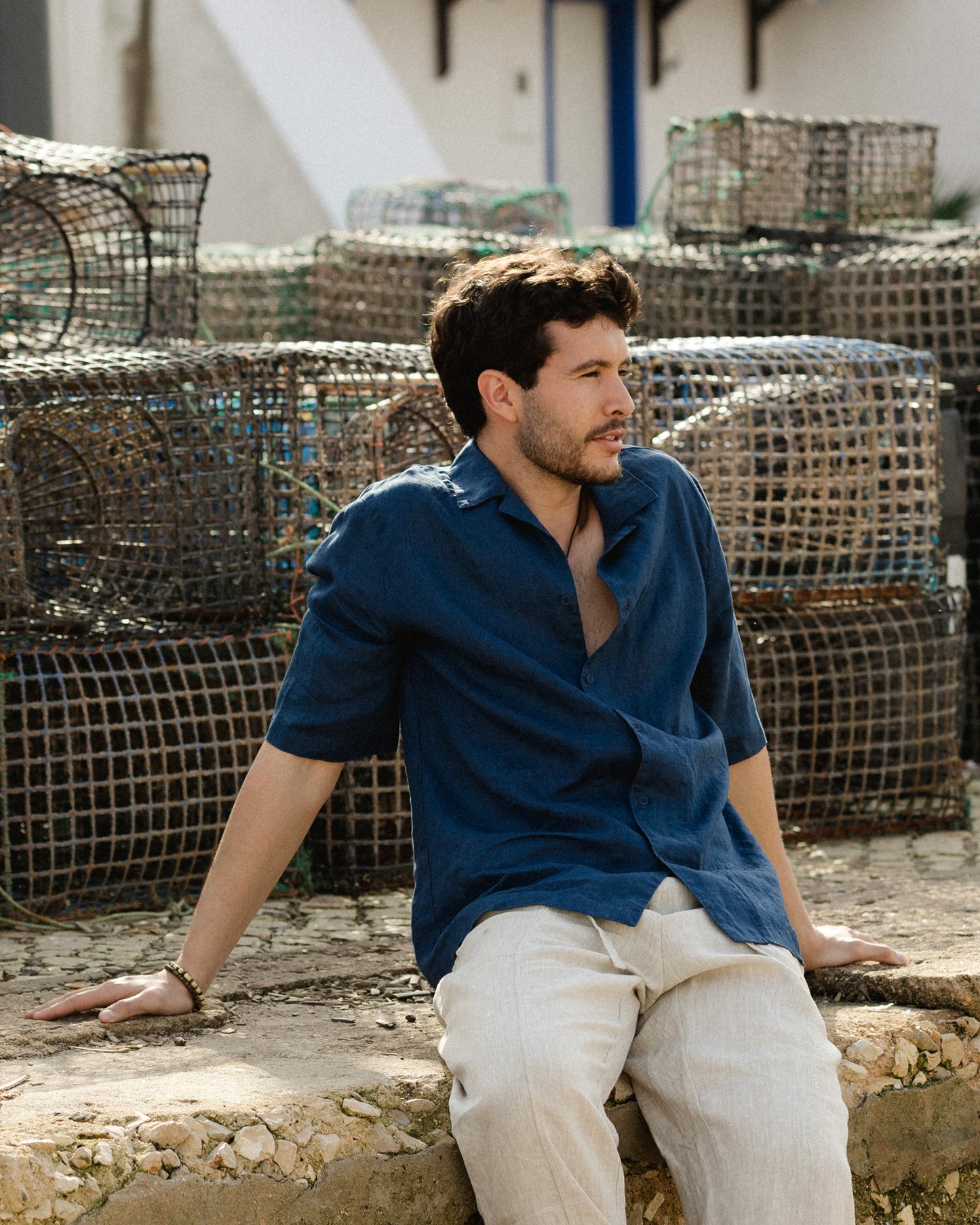 MagicLinen Deep navy blue OEKO-TEX certified linen shirt made in Lithuania