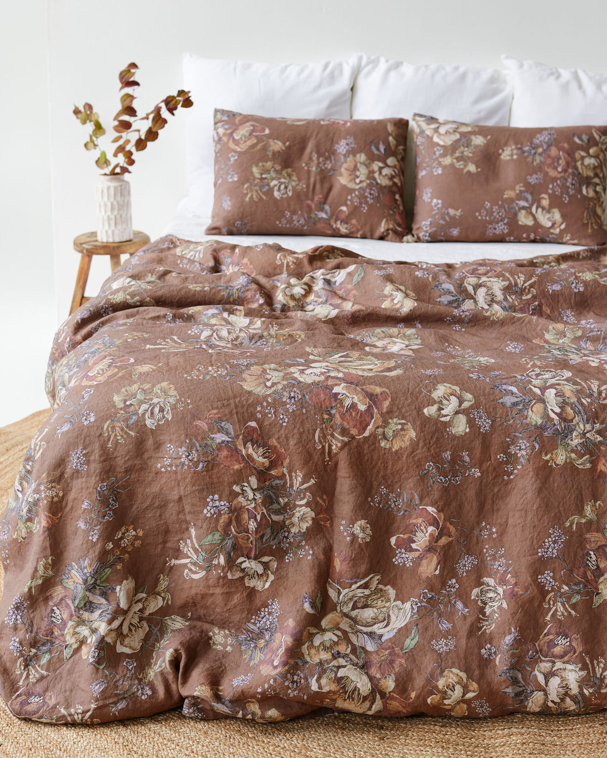 Heritage garden print linen pillowcase