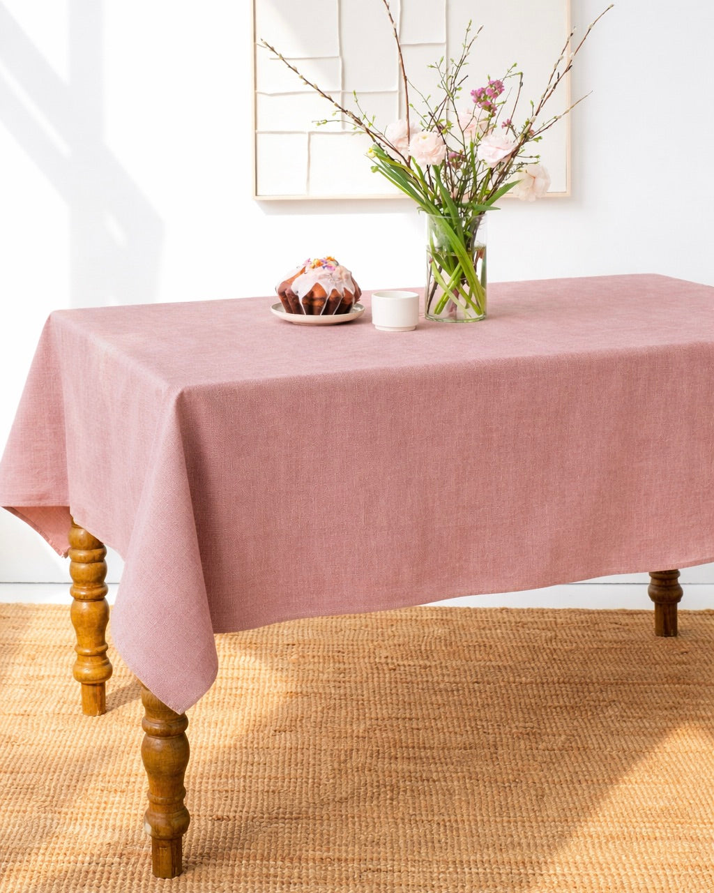 Tischdecke aus Leinen in Zimt-Gingham-Optik