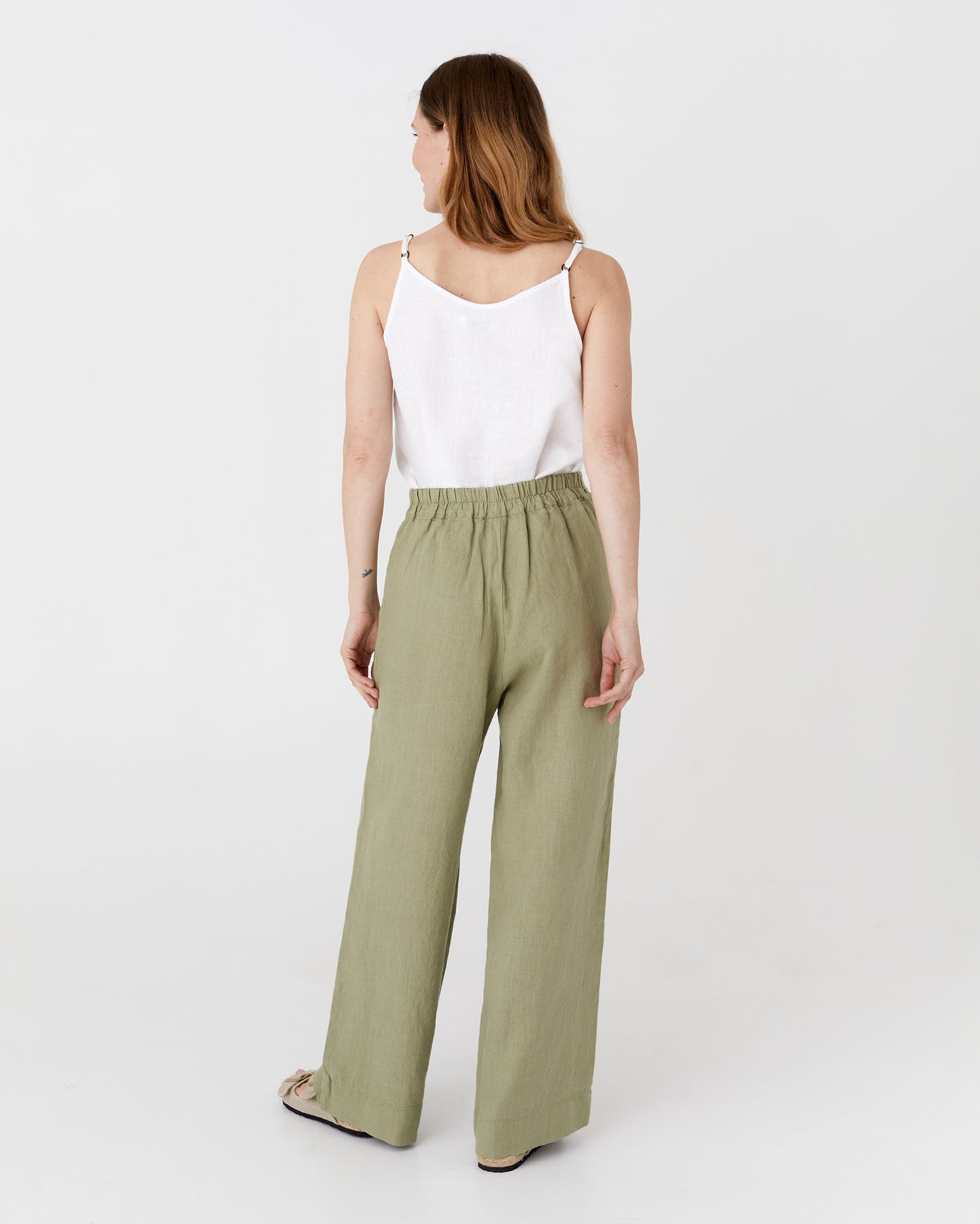 Wide linen pants BANFF in Sage - MagicLinen