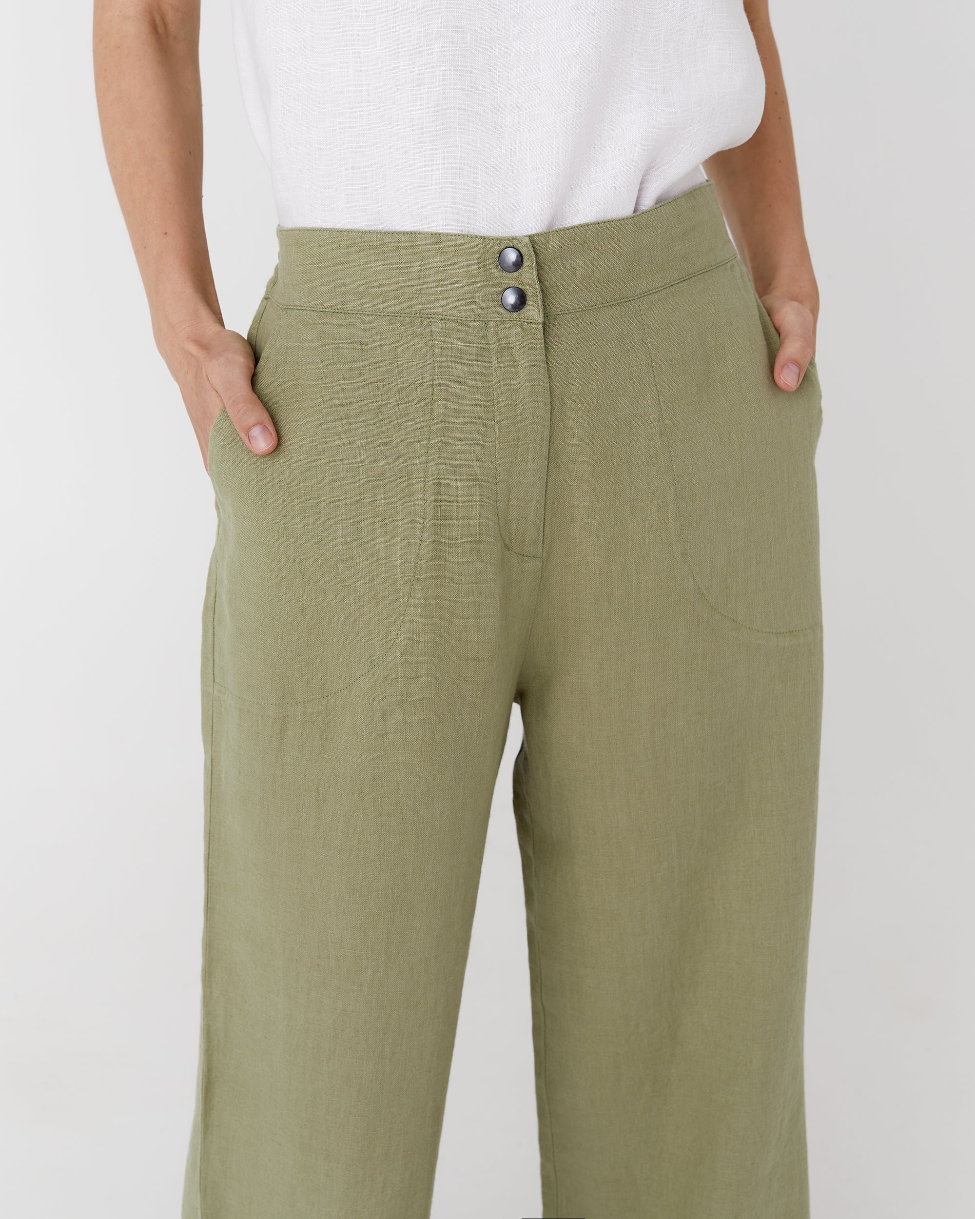 Wide Linen Pants BANFF in Sage | MagicLinen
