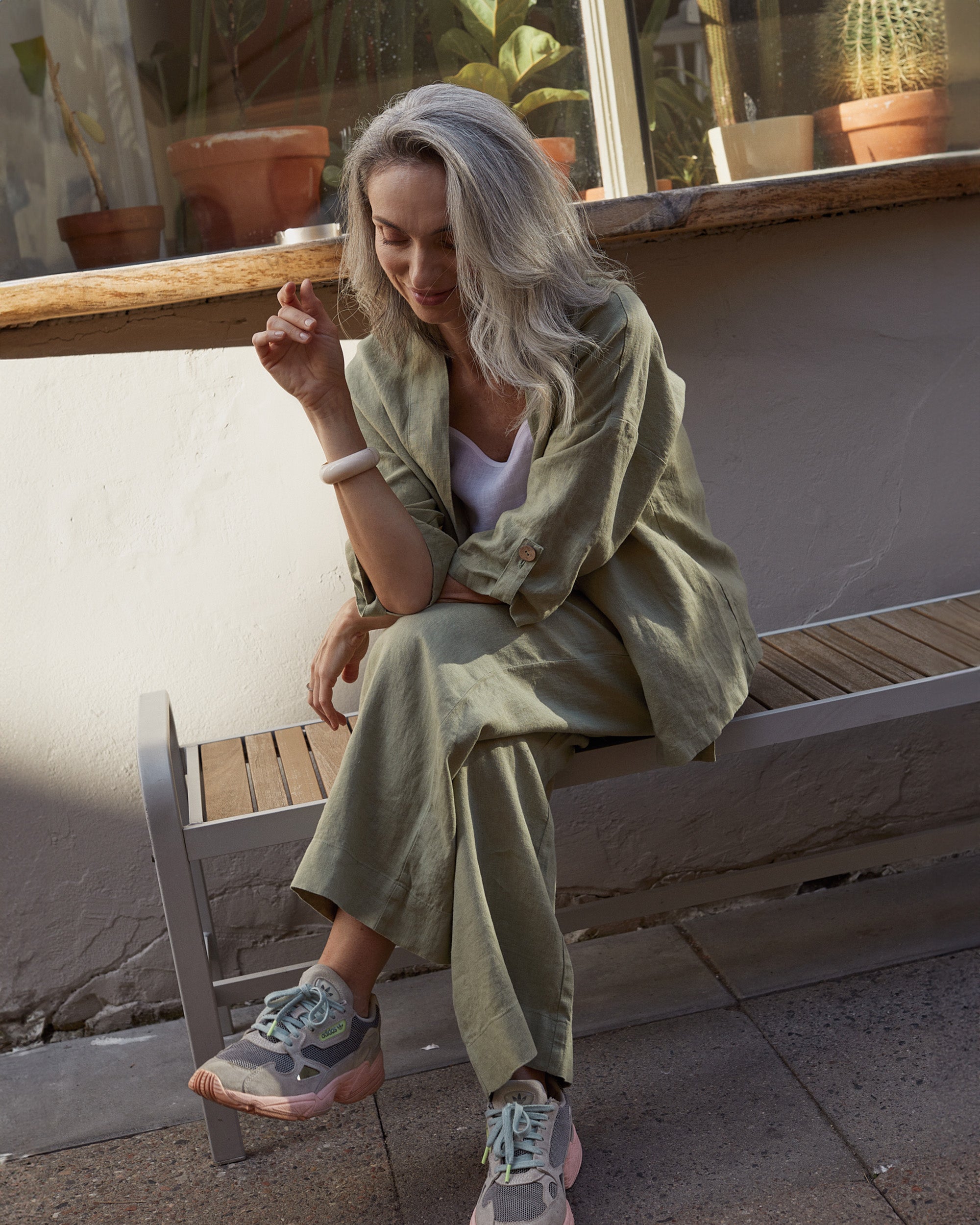 Wide Linen Pants BANFF in Sage | MagicLinen