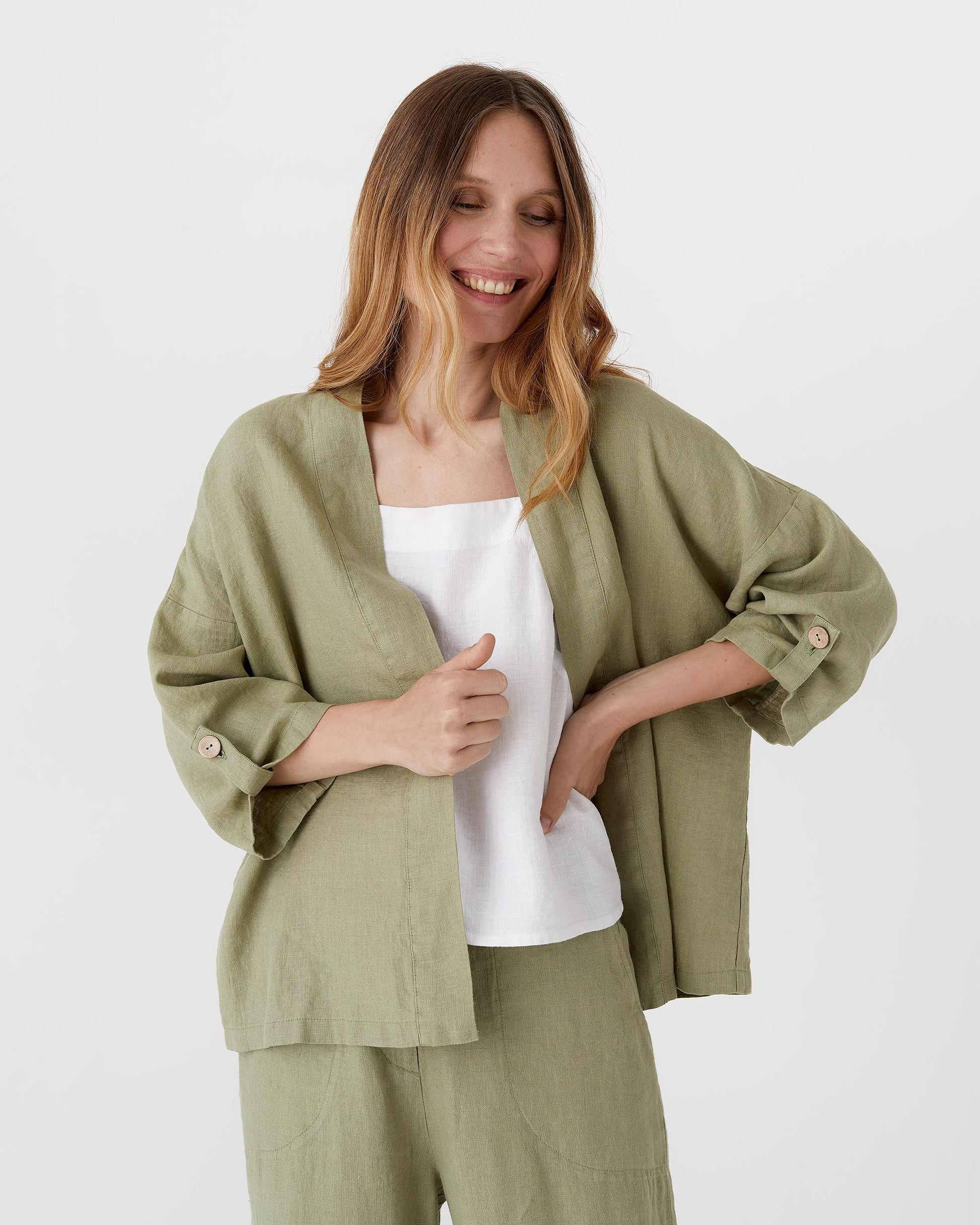 Linen kimono jacket BANOS in Various colors - MagicLinen 