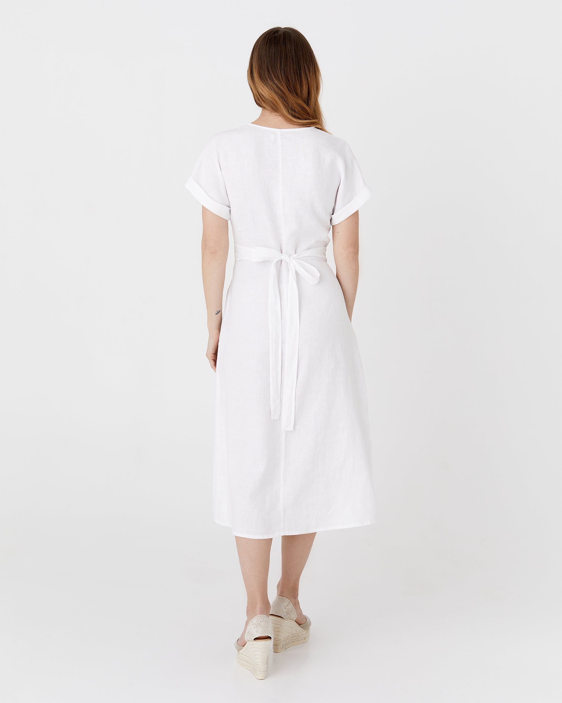 Midi linen dress BOHOL in White | MagicLinen Midi linen dress BOHOL in White | MagicLinen