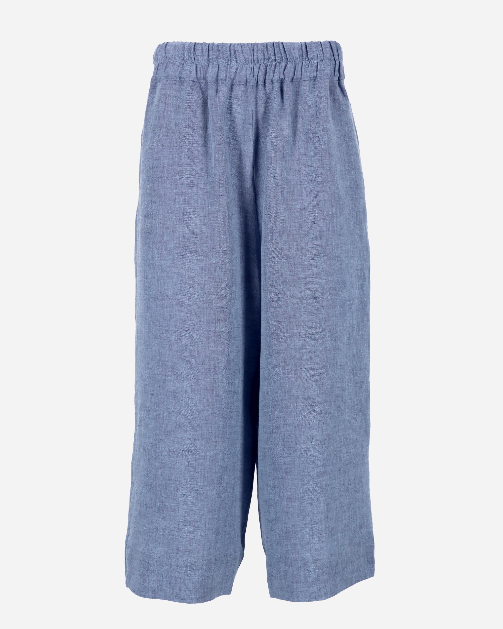 Wide Leg Linen Culotte Pants BRUNY in Denim Chambray | MagicLinen