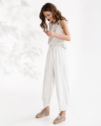 Baggy Leinenhose BESALU in Naturmeliert