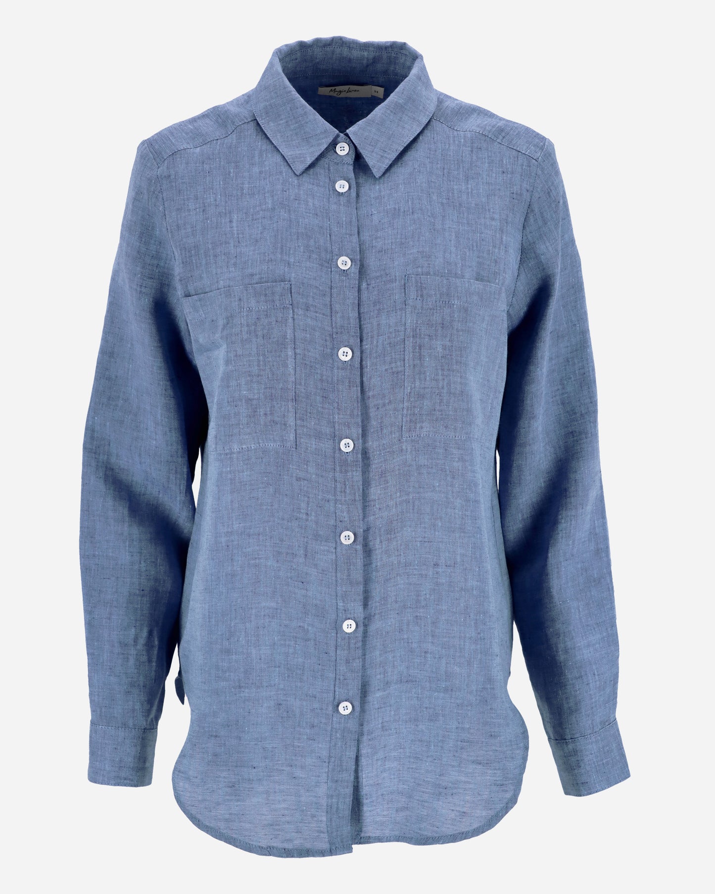 Long-sleeved linen shirt CALPE in Denim chambray - MagicLinen