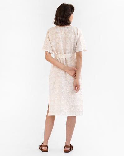 V-neck linen dress CHANIA in Geometric print - MagicLinen