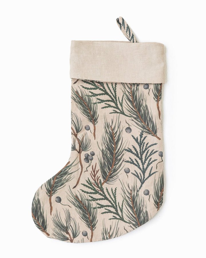 Christmas Stocking in Natural & Winter print