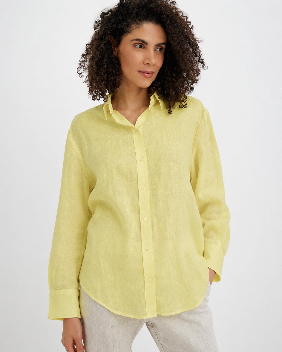 Long-Sleeve Linen Shirt CORSICA in Citrus