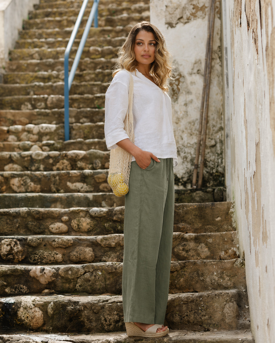 Linen Pants CURACAO in Mist Green | MagicLinen