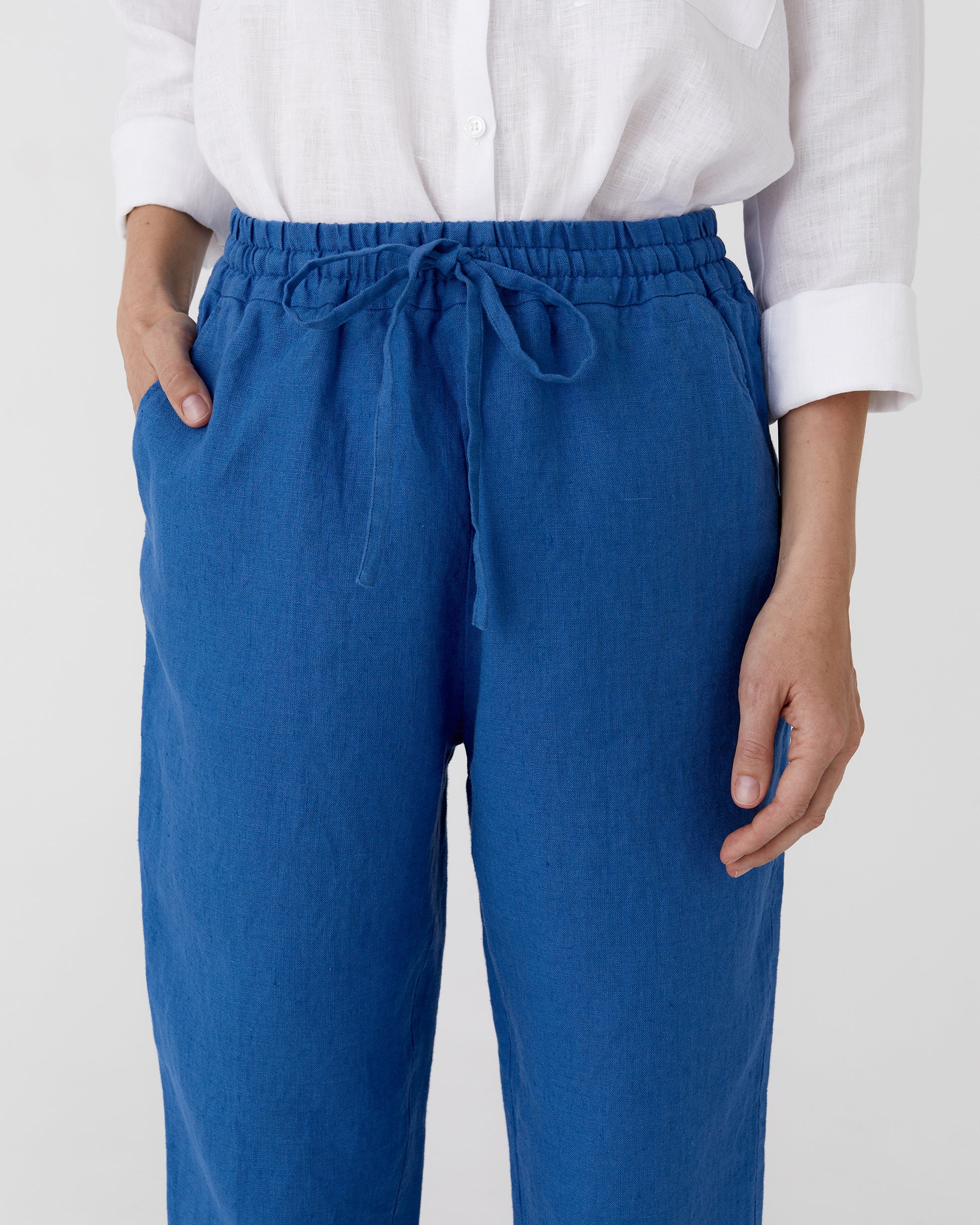 Linen pants DOMME in Cobalt blue - MagicLinen