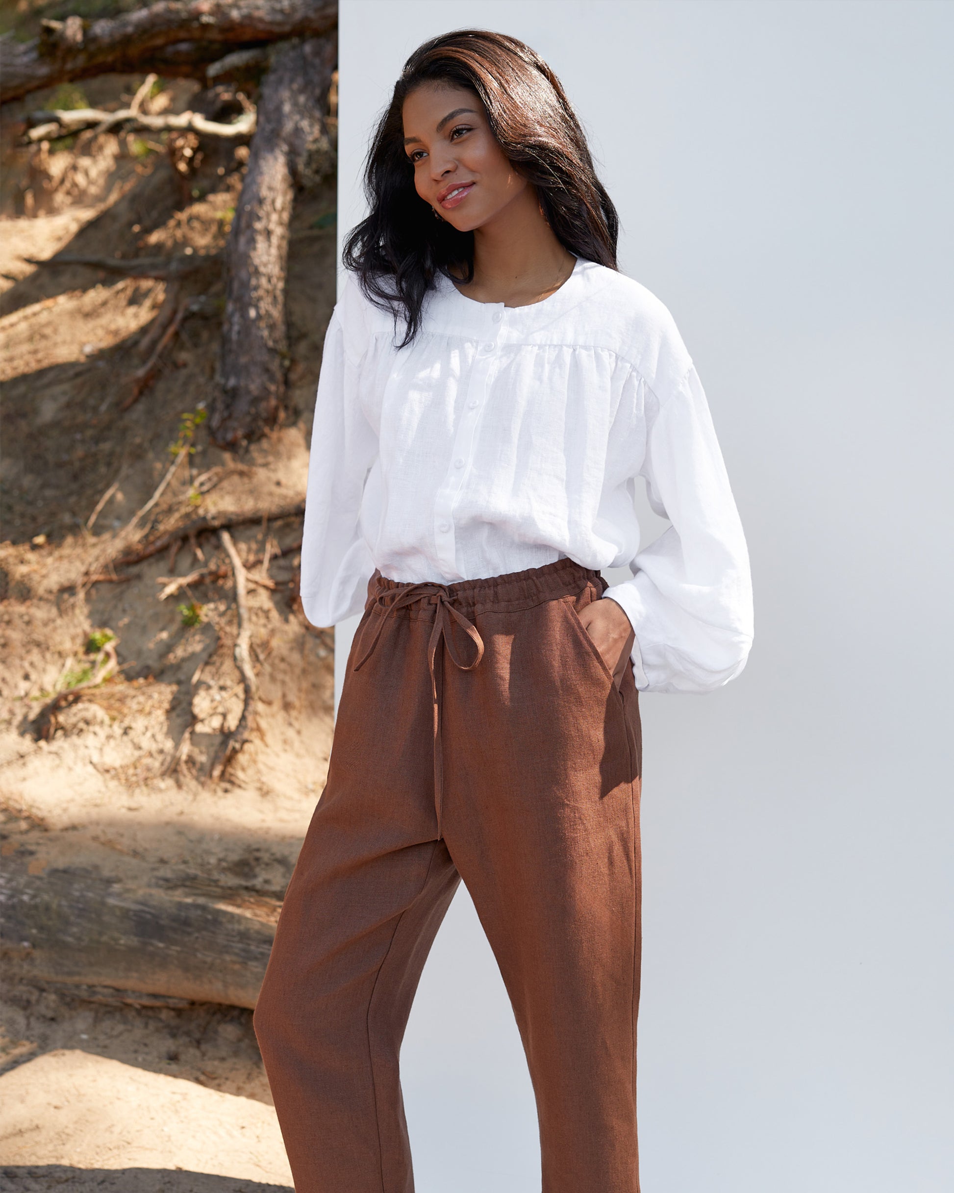 Linen pants Fuji in Cacao brown | MagicLinen