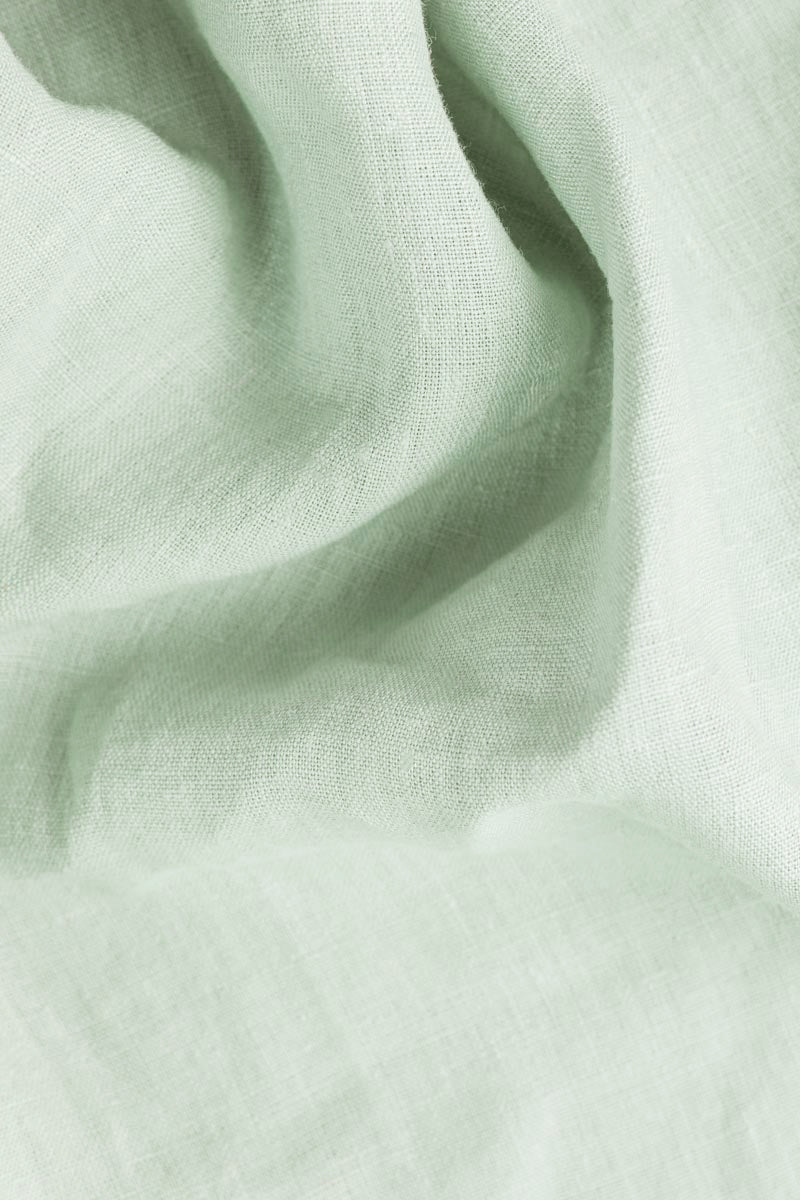 Linen pillowcase with ribbon ties in Sage green