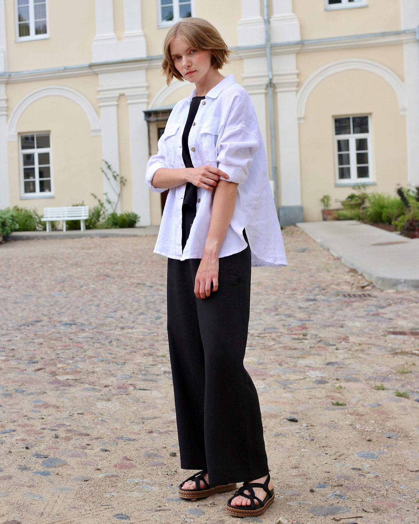 Oversized linen shirt SUMBA in White - MagicLinen