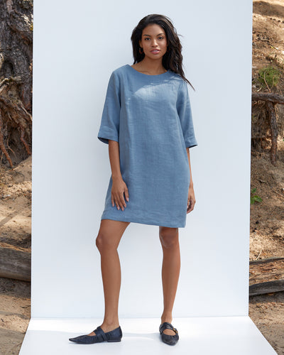 Linen tunic dress LASTRES in Various colors - MagicLinen modelBoxOn