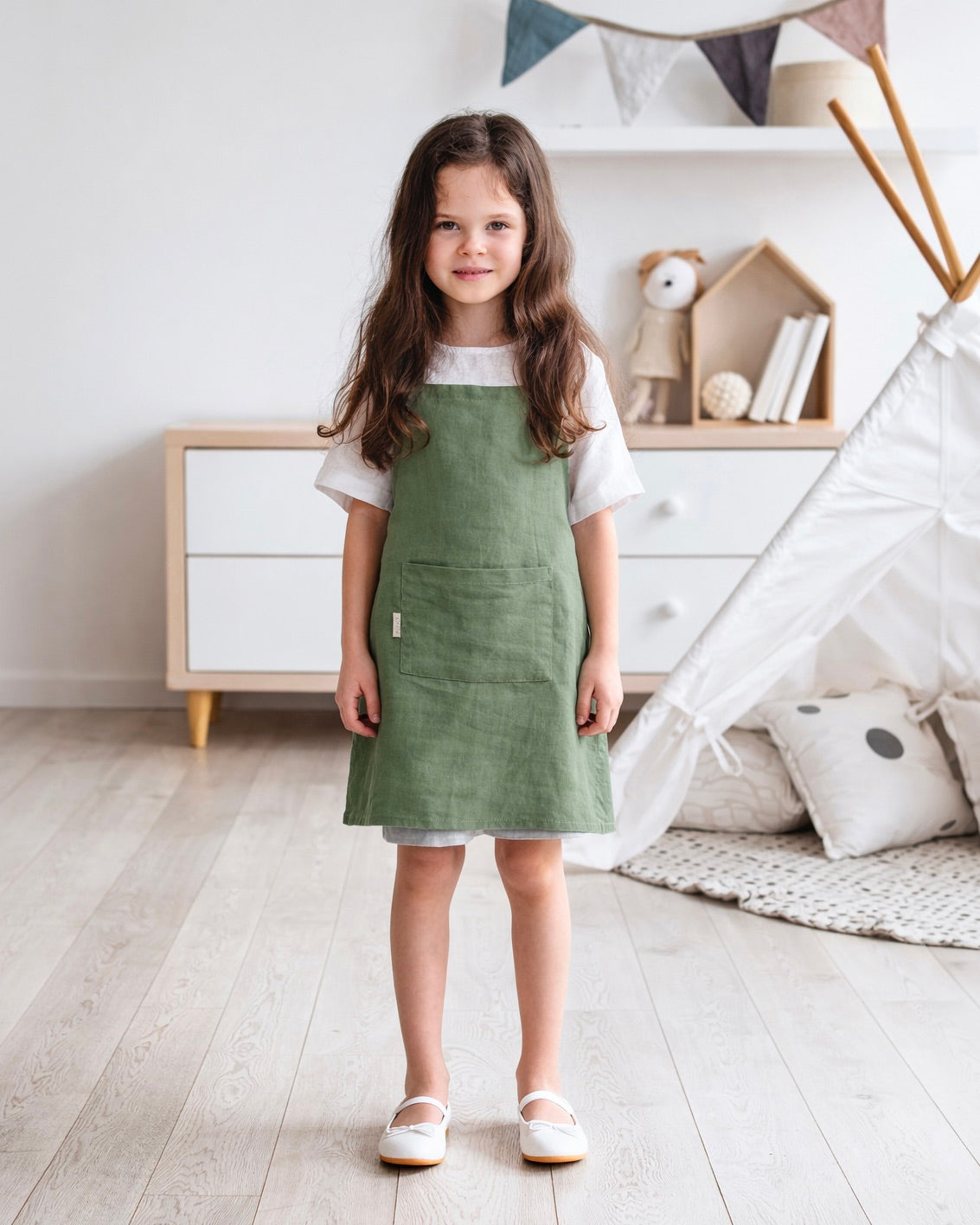 Leinenschürze für Kinder in Woodrose