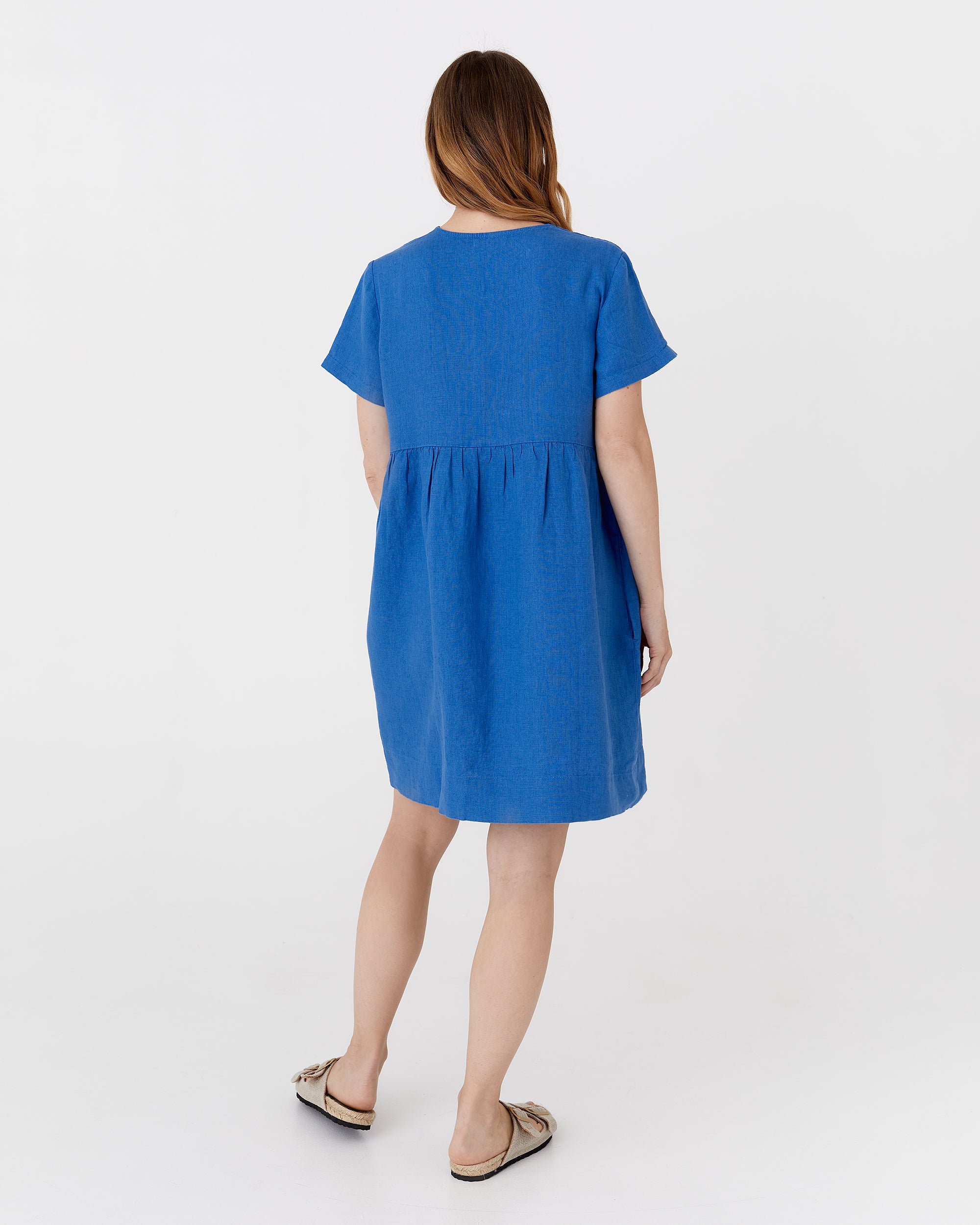 Midi linen dress MACEIO in Cobalt blue | MagicLinen