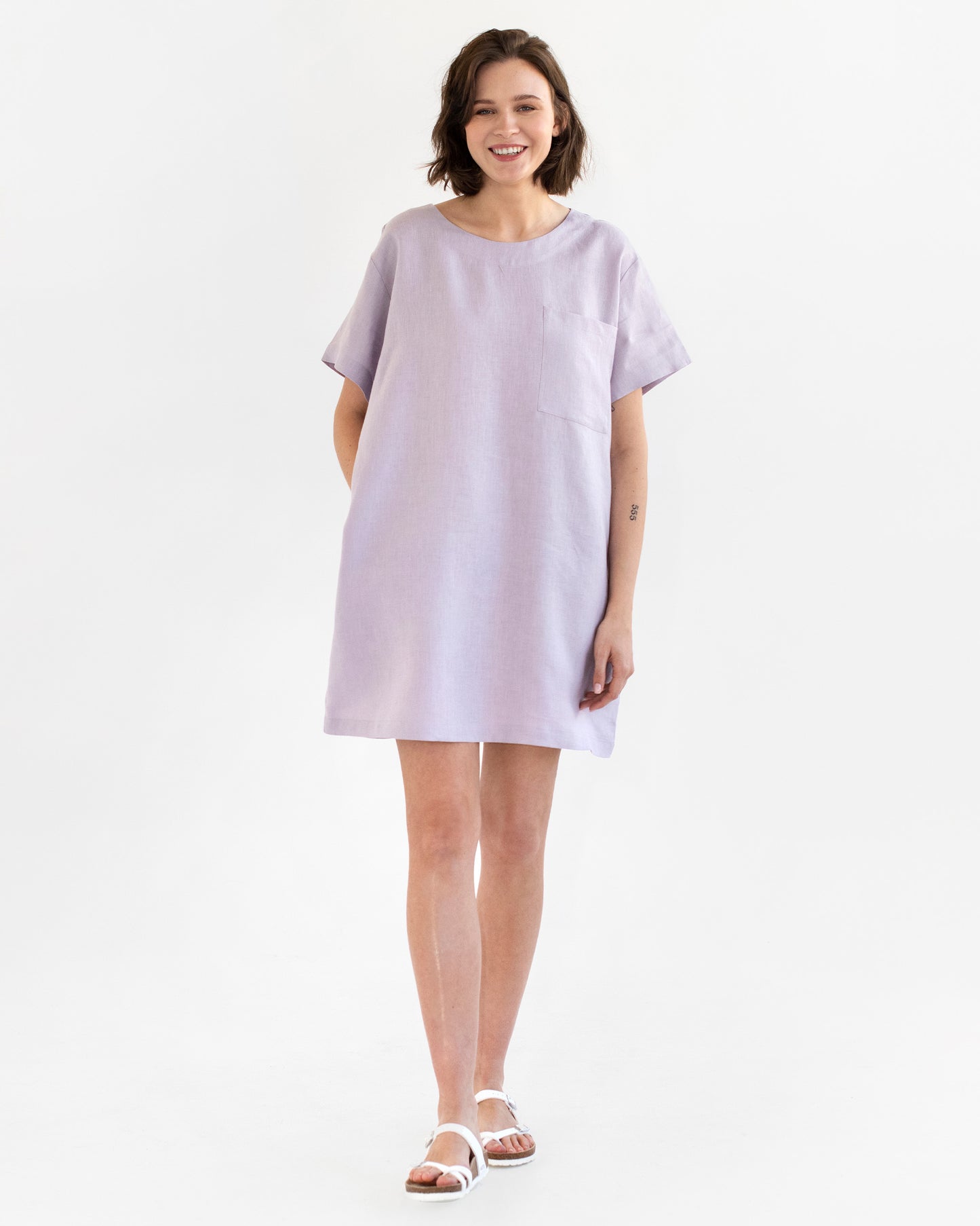 T-shirt linen dress MIJAS in Lilac