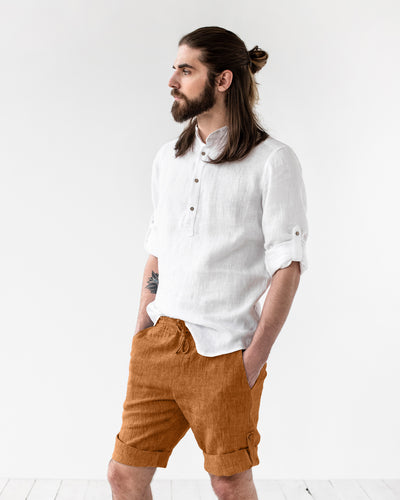 Men's linen shorts CAPO in Cinnamon