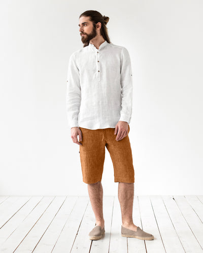 Men's linen shorts CAPO in Cinnamon