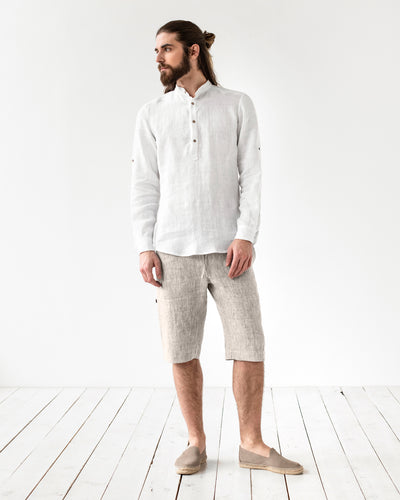 Men's linen shorts CAPO in Natural melange