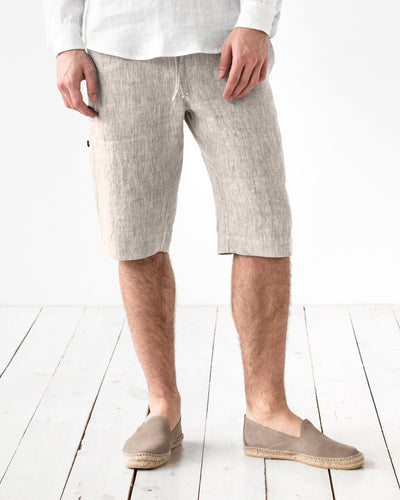 Men's linen shorts CAPO in Natural melange