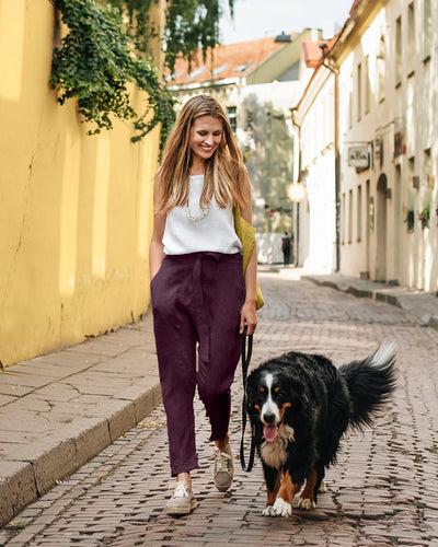 Linen Harem Pants | Linen Pants for Women in Dark purple | MagicLinen