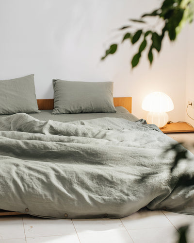 Calm sage linen duvet cover