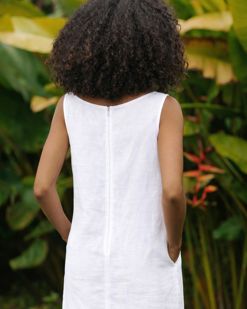 Midi linen dress MANHATTAN in White