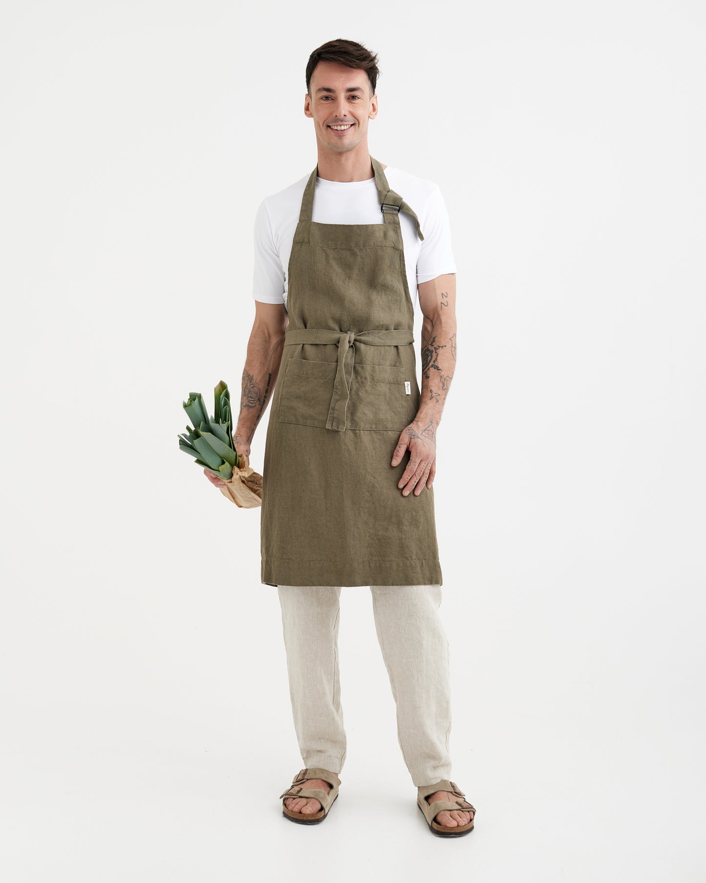 Herren-Leinenschürze im Jeansmuster