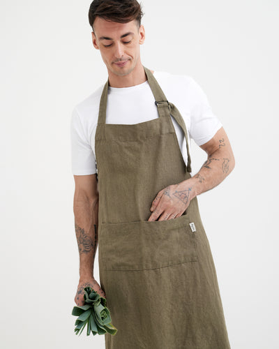 Herren-Leinenschürze im Jeansmuster