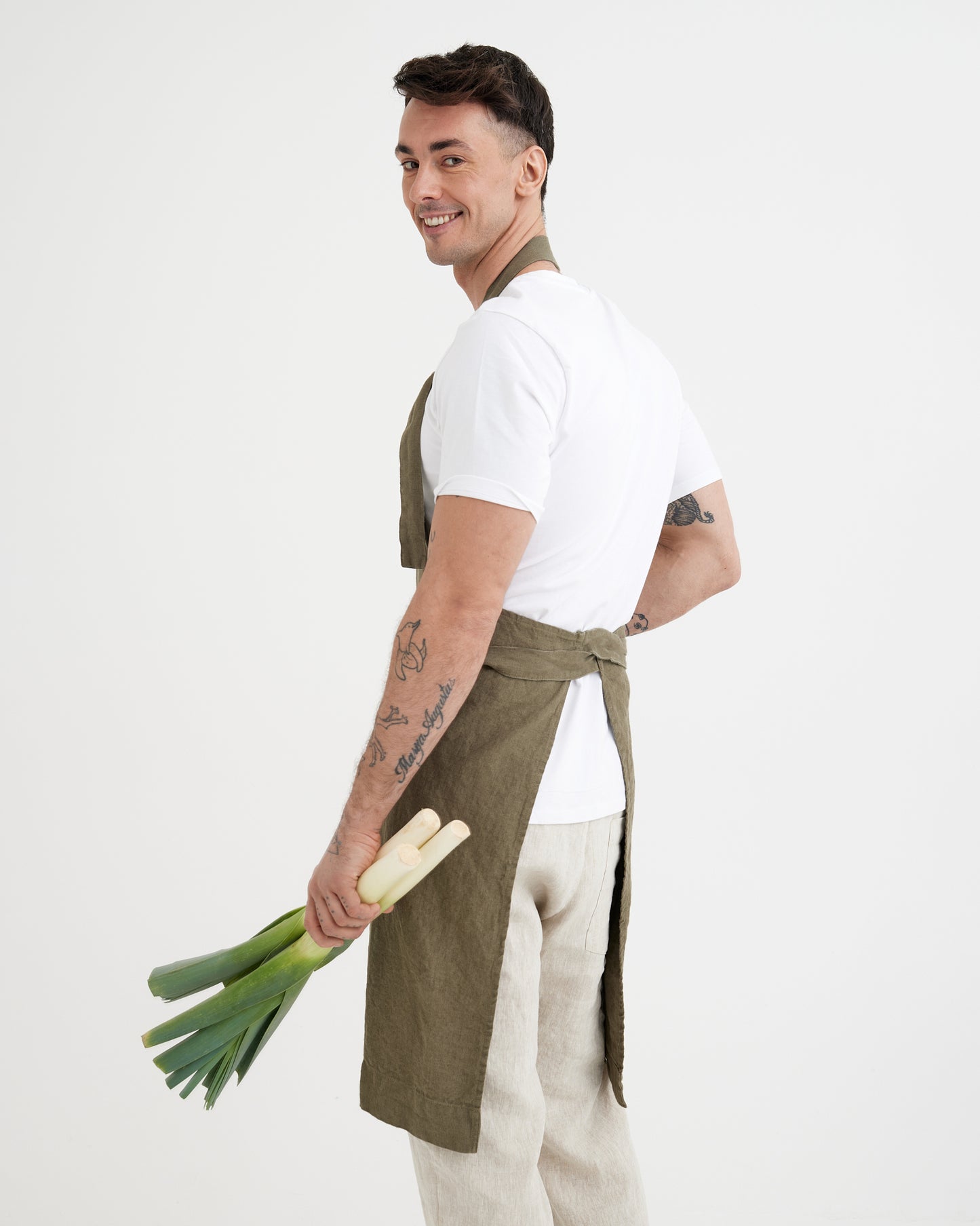 Herren-Leinenschürze im Jeansmuster