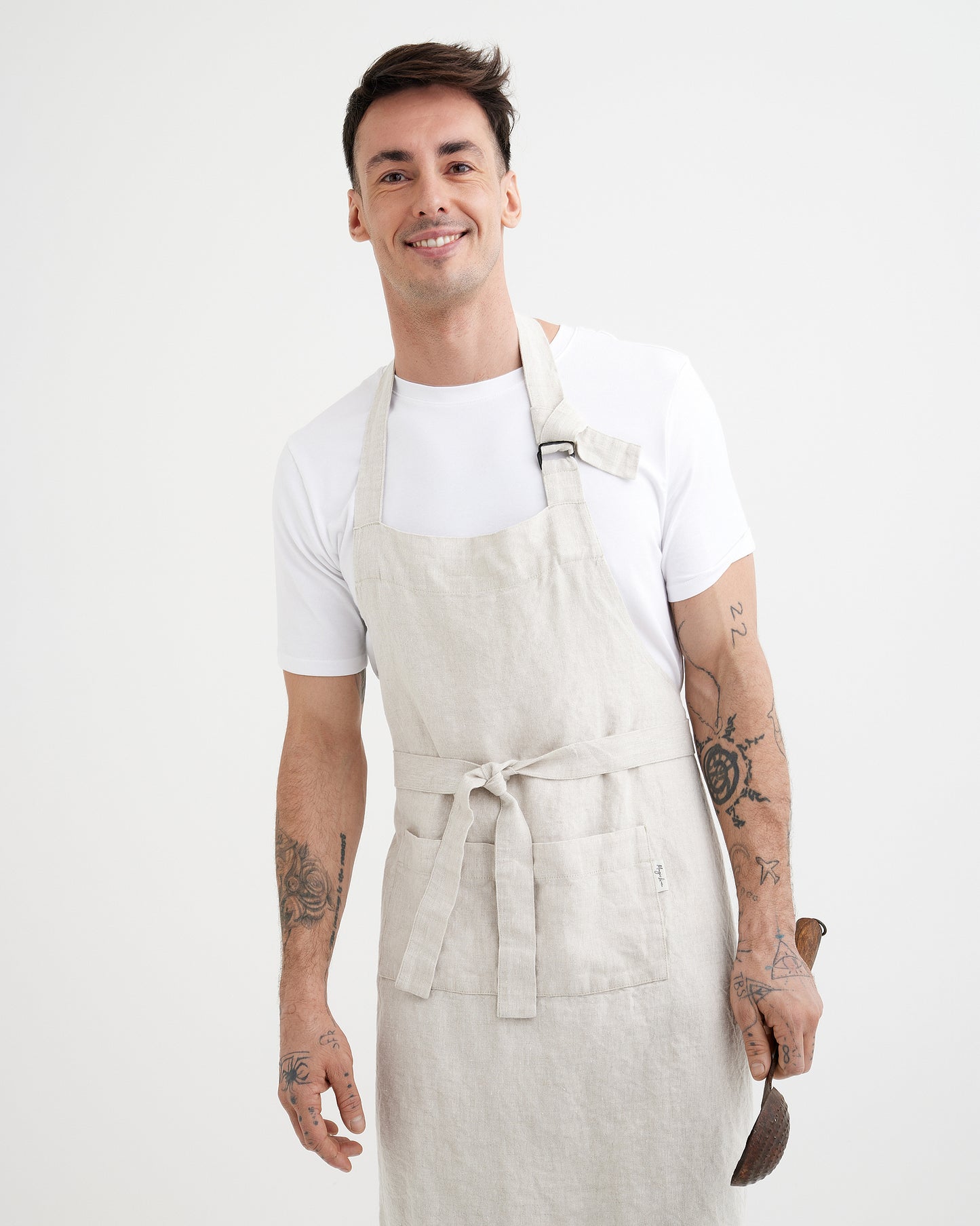 Herren-Leinenschürze im Jeansmuster