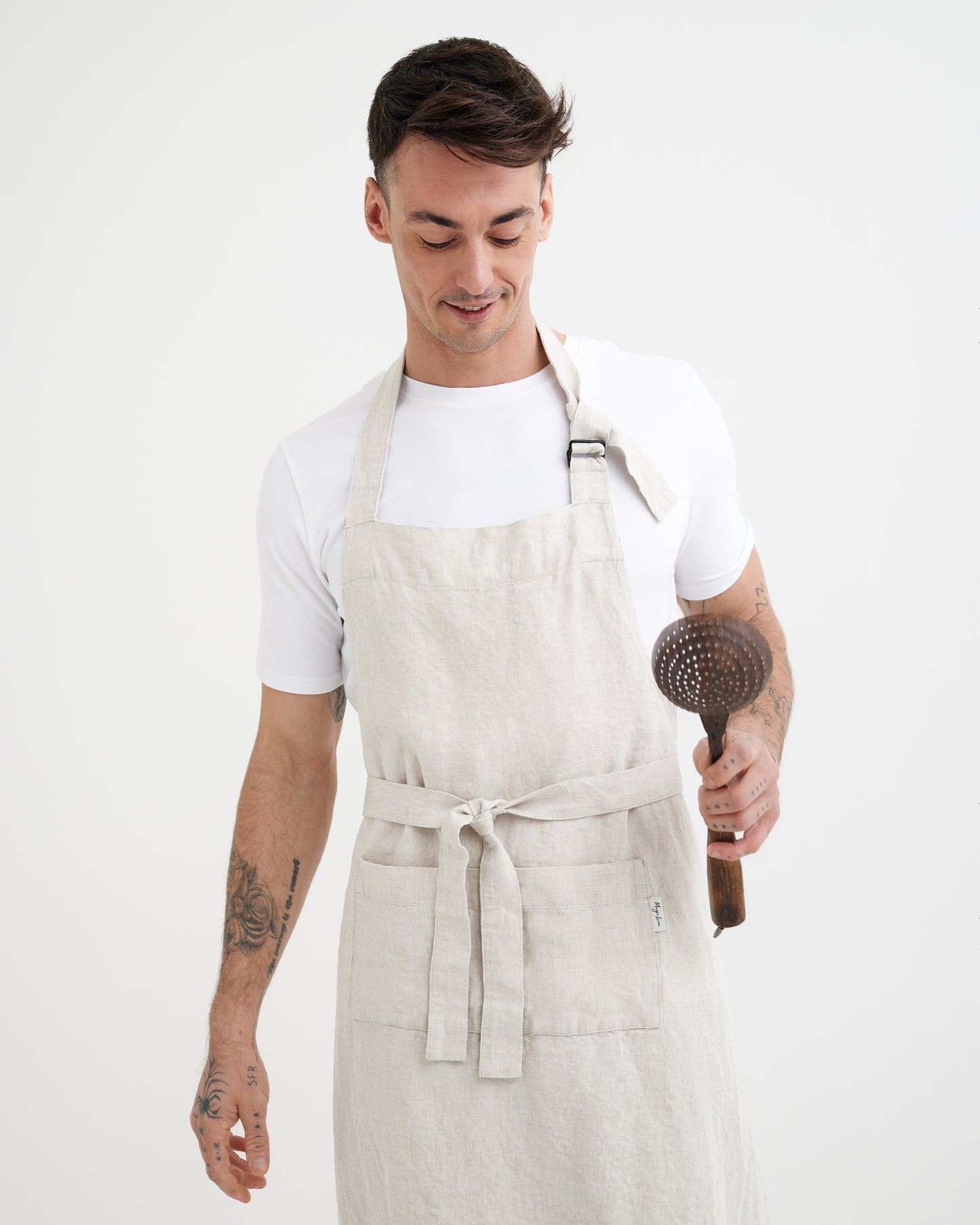 Herren-Leinenschürze im Jeansmuster