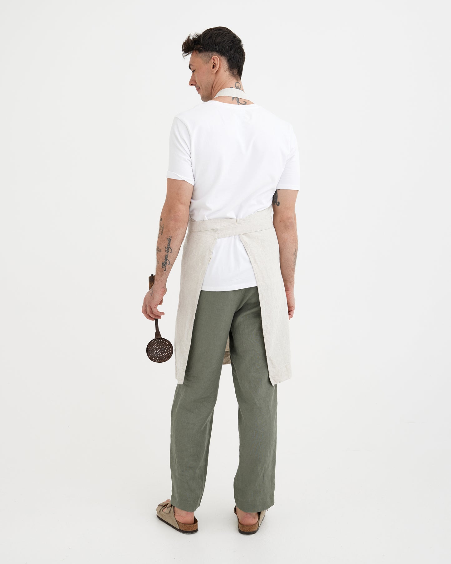 Herren-Leinenschürze im Jeansmuster