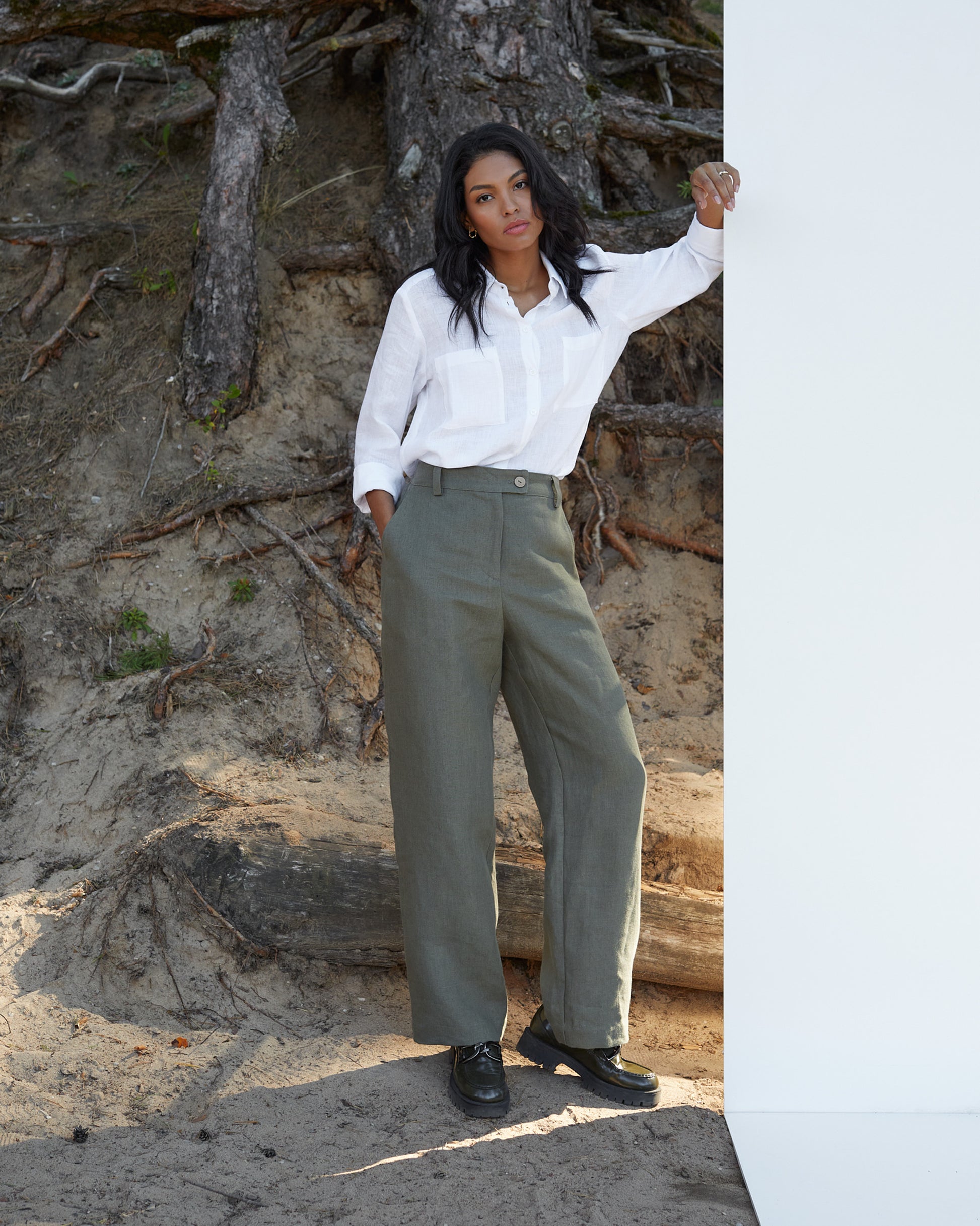 Linen pants Naples in Dark green