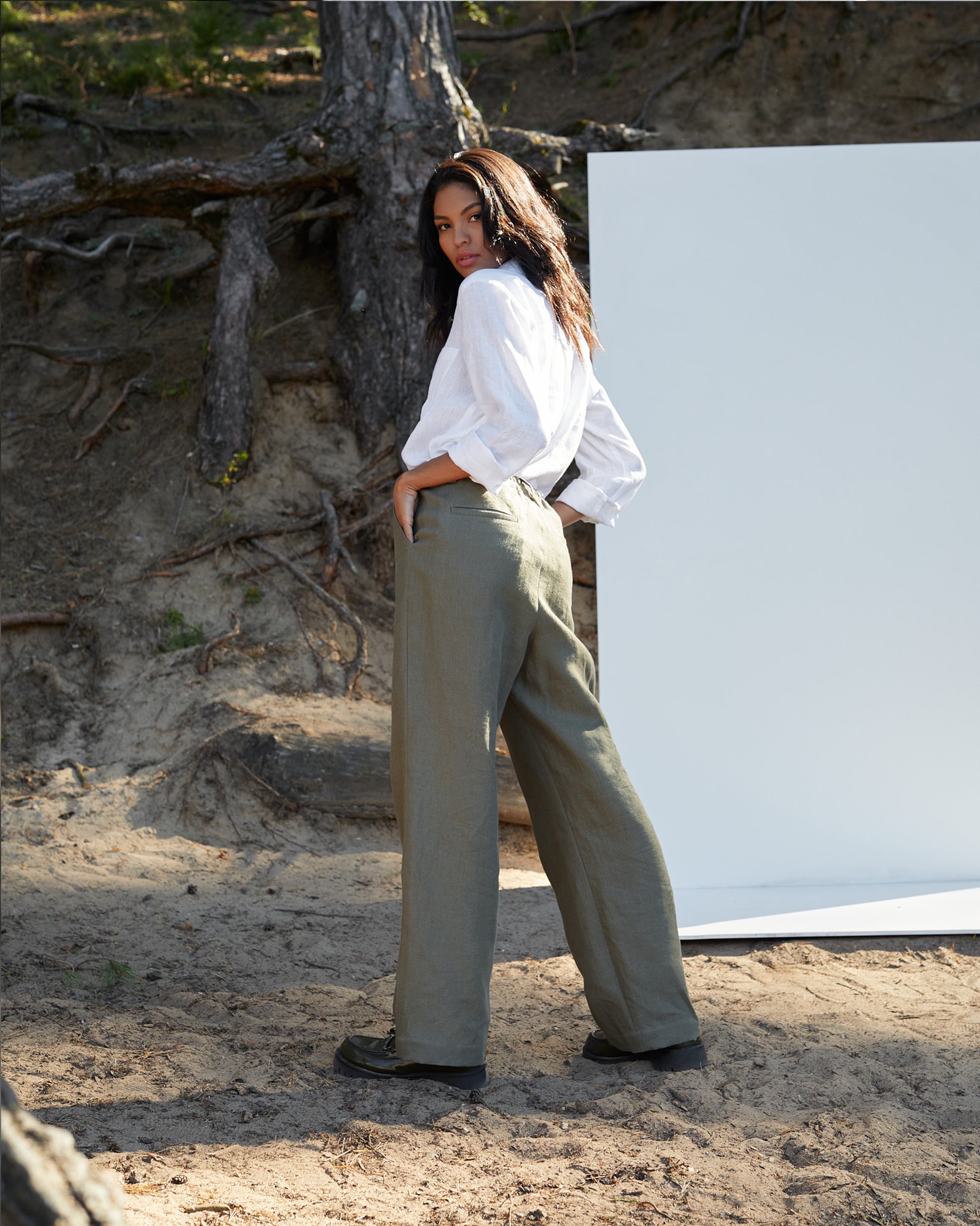 Linen pants Naples in Dark green | MagicLinen