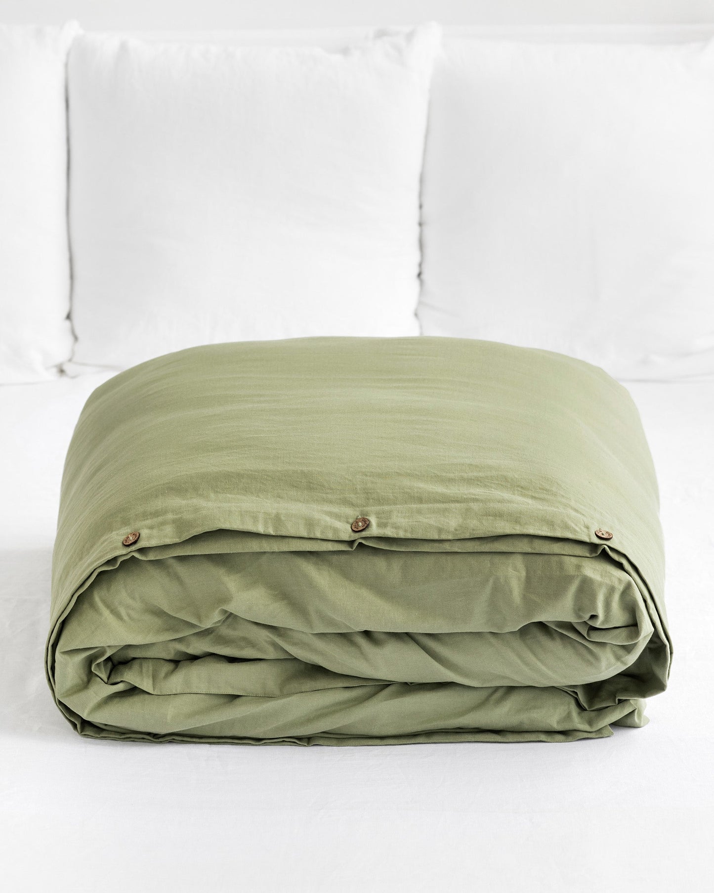 Sage linen-cotton duvet cover - MagicLinen